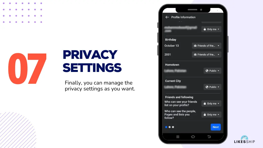 manage your privacy settings facebook android